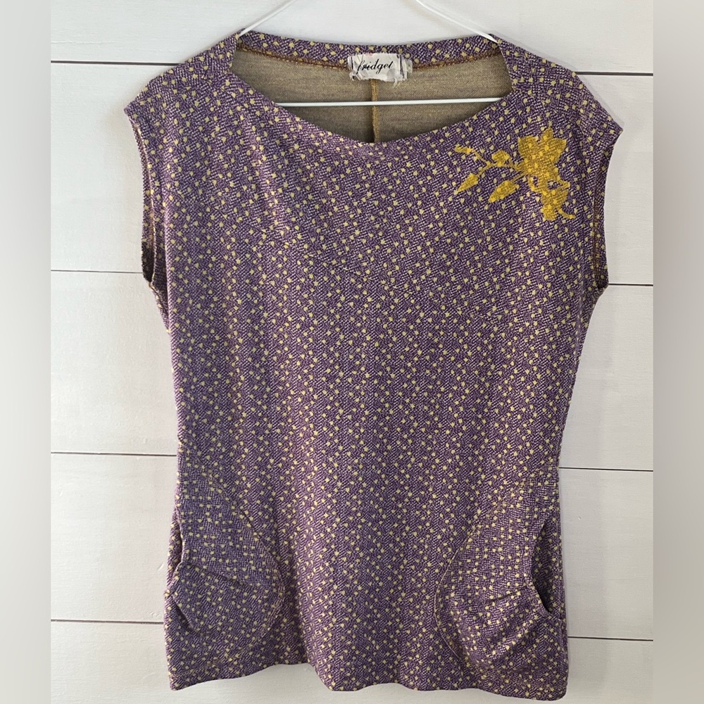 Vintage Purple and Gold Floral Blouse
